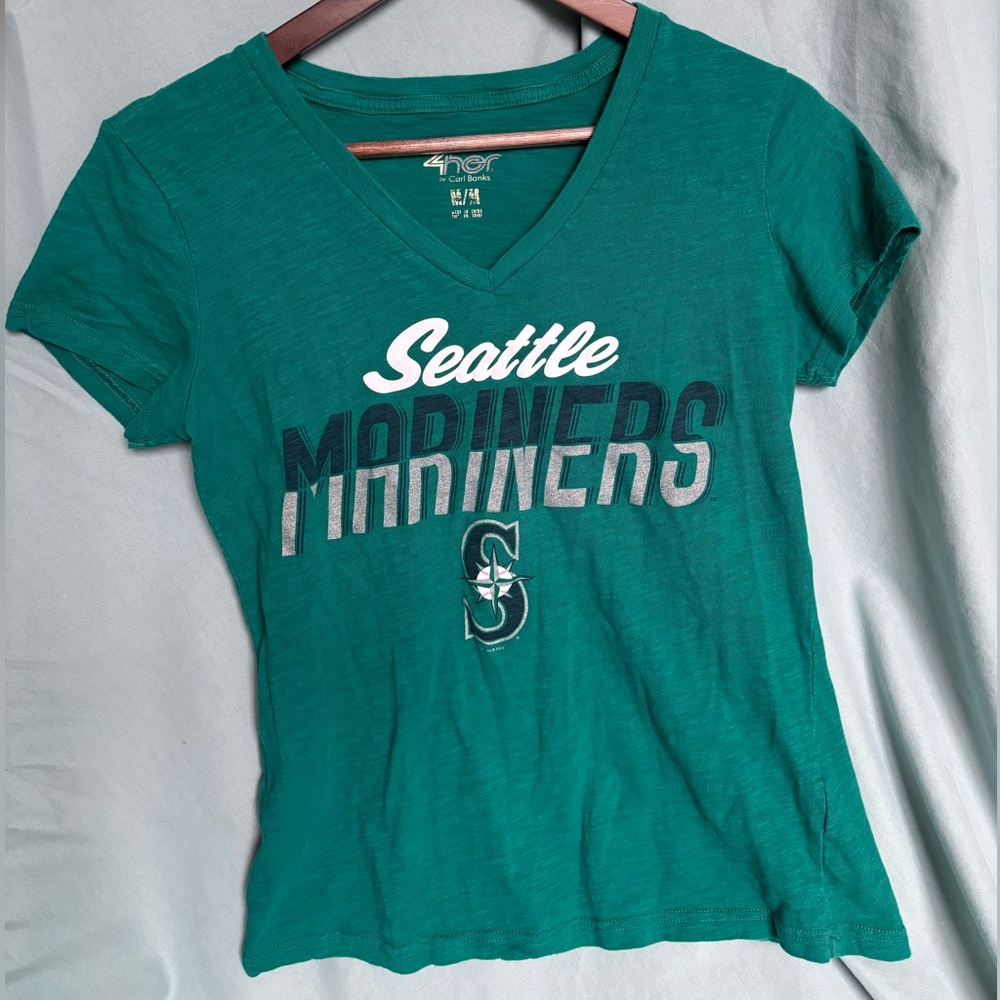 Seattle Mariners Women's V-Neck Tee -M